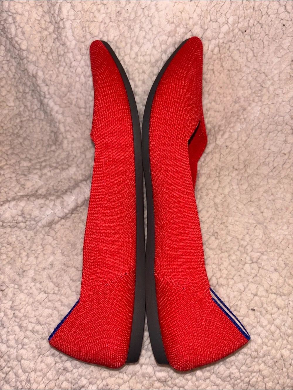 Rothy’s The Point Red Cobalt Blue Trim Pointed Flats Women’s Size 9 US